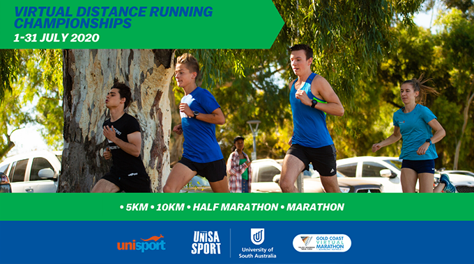 image of four UniSA students running outdoors