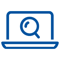 Icon of laptop with magnifying glass