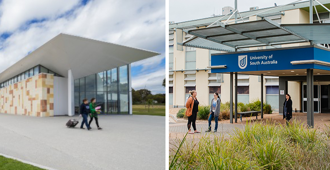 Split image of both Whyalla and Mount Gambier campus