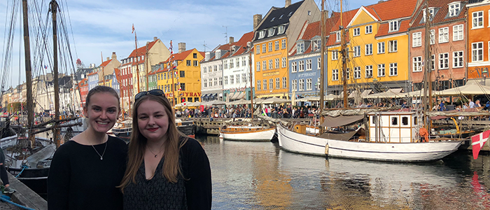 Two University of South Australia students on exchange in Denmark, Copenhagen.