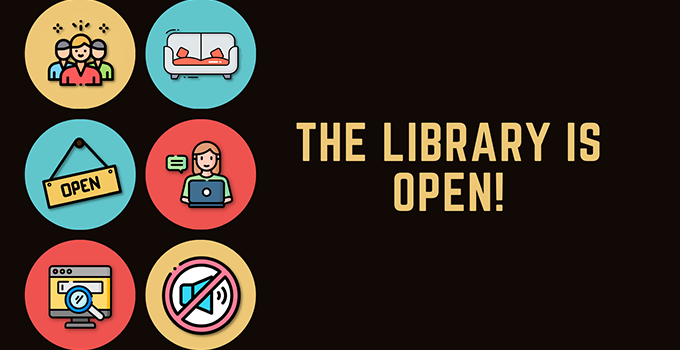 The Library is Open graphic