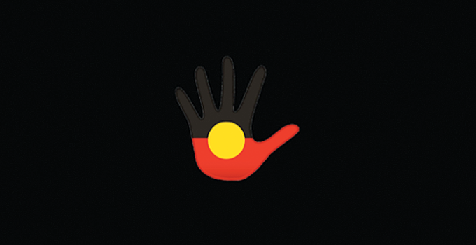 image of Aboriginal flag in the shape of a hand