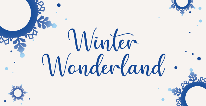 Winter Wonderland banner with "OFlake" graphics,