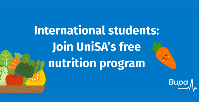 International students: Join UniSA's free nutrition program. Bupa logo
