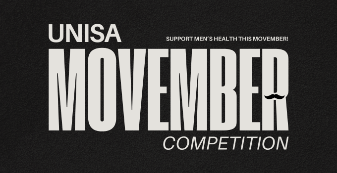 UniSA Movember competition - Support men's health this Movember!
Text on a black background