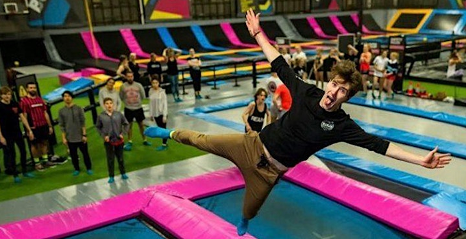 Male jumping towards the camera at BOUNCE Adelaide