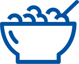 Blue bowl of cereal icon