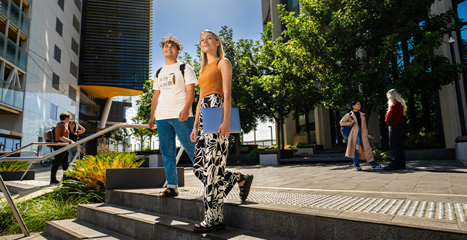 Image of students around campus on North Terrace