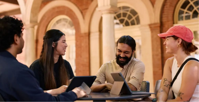 Image of students studying together on campus