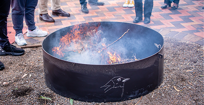Image of fire pit as part of yarning circle