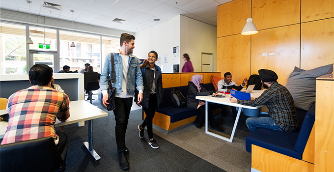 Students studying in the Mawson Lakes Library
