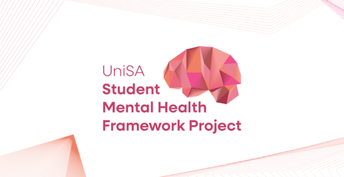 UniSA Student Mental Health Framework Project with a geometric brain illustration image