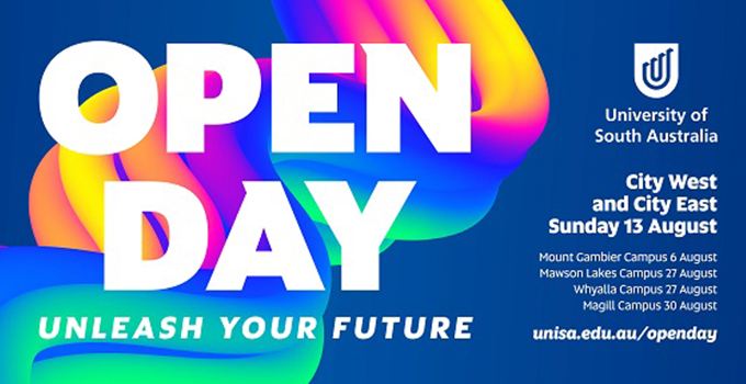 UniSA Open Day banner.
