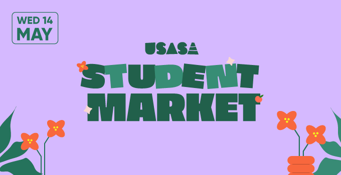 Wed 14 May
USASA Student Market
Illustrations of flowers on a purple background